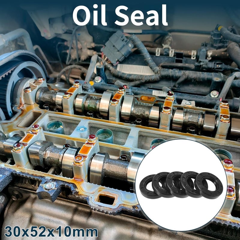 TUCKBOLD Universal Oil Seal TC Double Lip W Steel Spring Seal Ring Rotary Shaft Seal 30x52x10mm High Pressure NBR Rubber Black 5 Pcs - Image 2